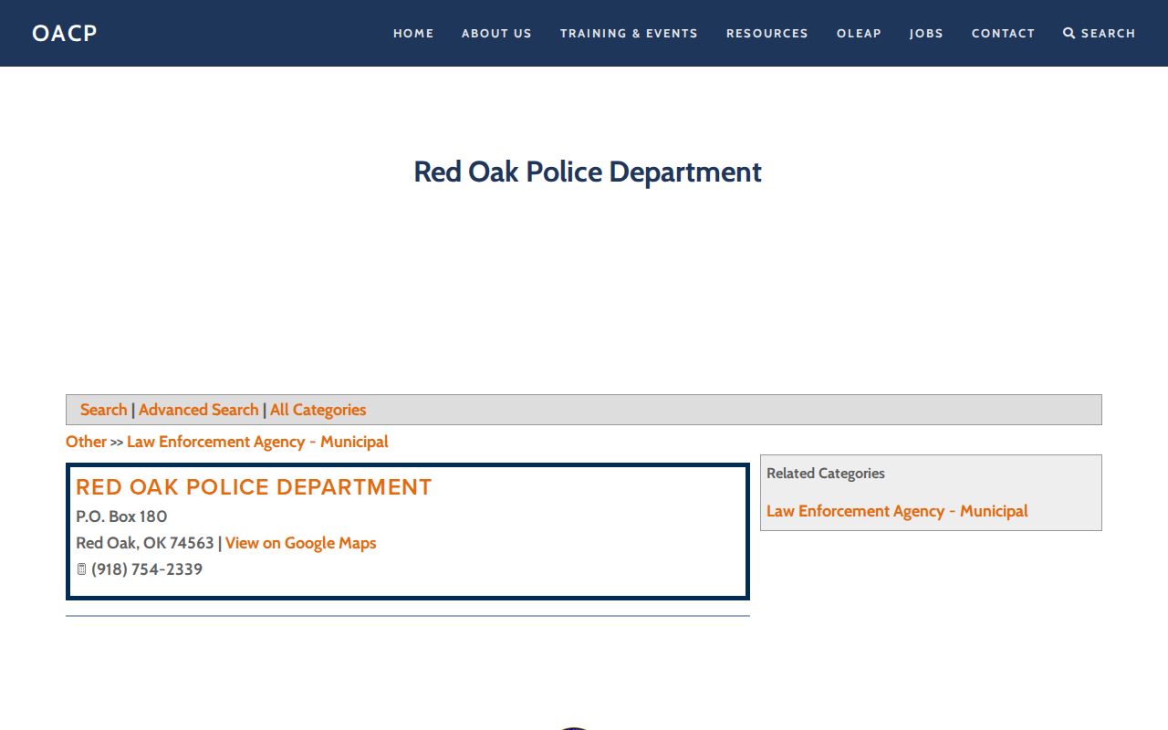 Red Oak Police Department directory listing